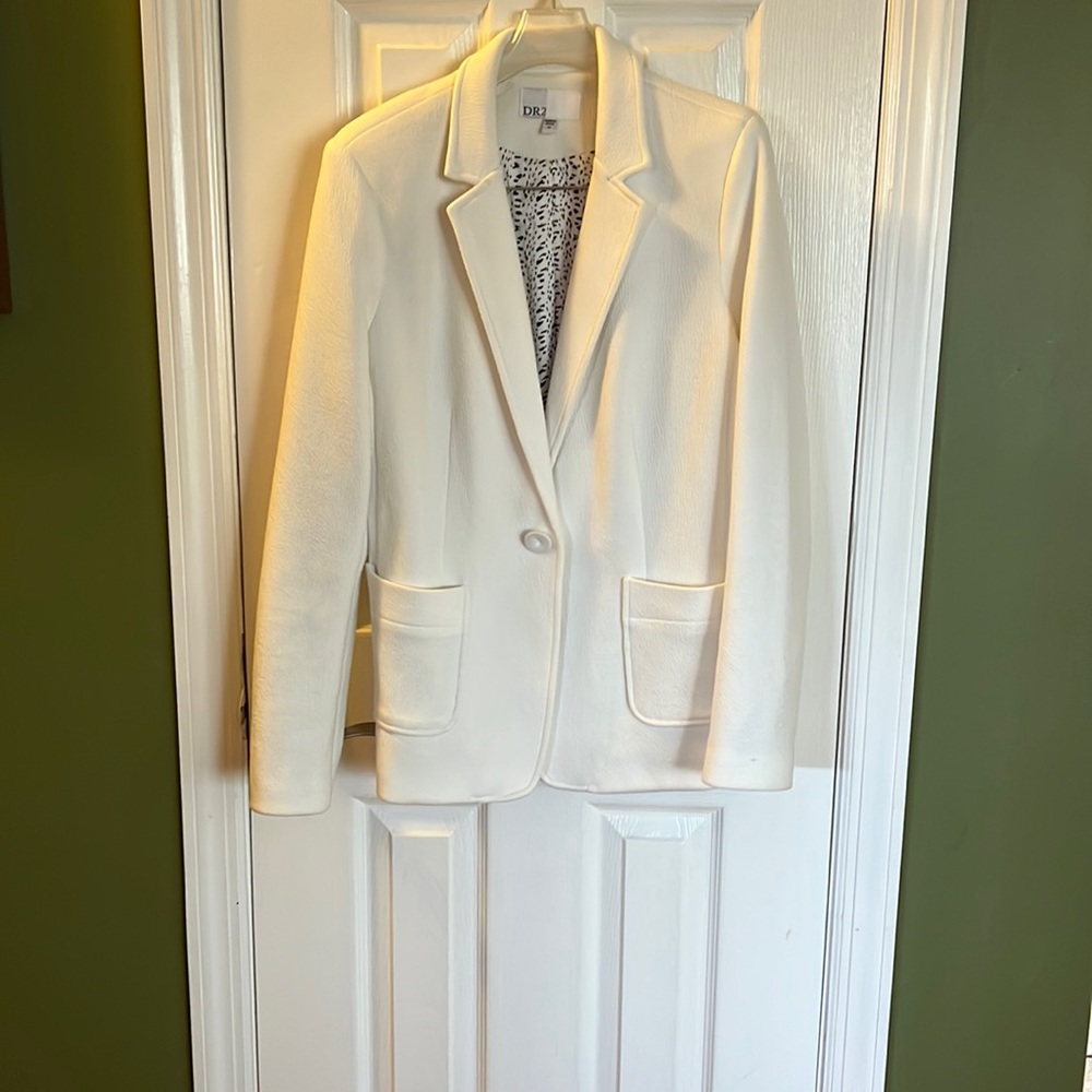 Dr2 White Single Button Jacket Front Two Pockets … - image 1